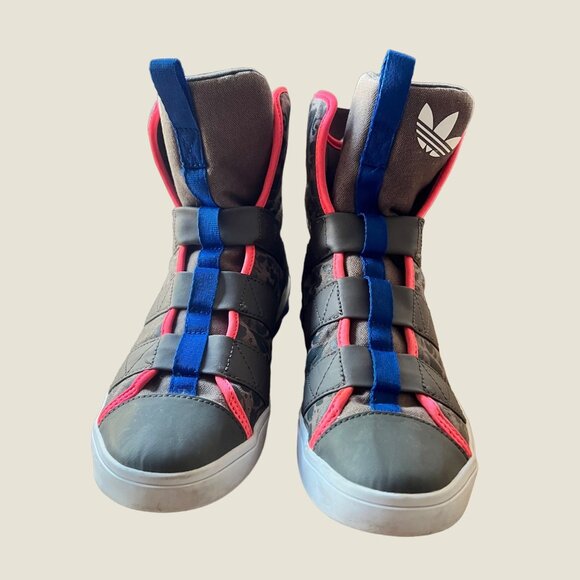 Adidas Originals size 8 Jeremy Scott Gray Floral Slip-On High Top Sneakers - Picture 12 of 14